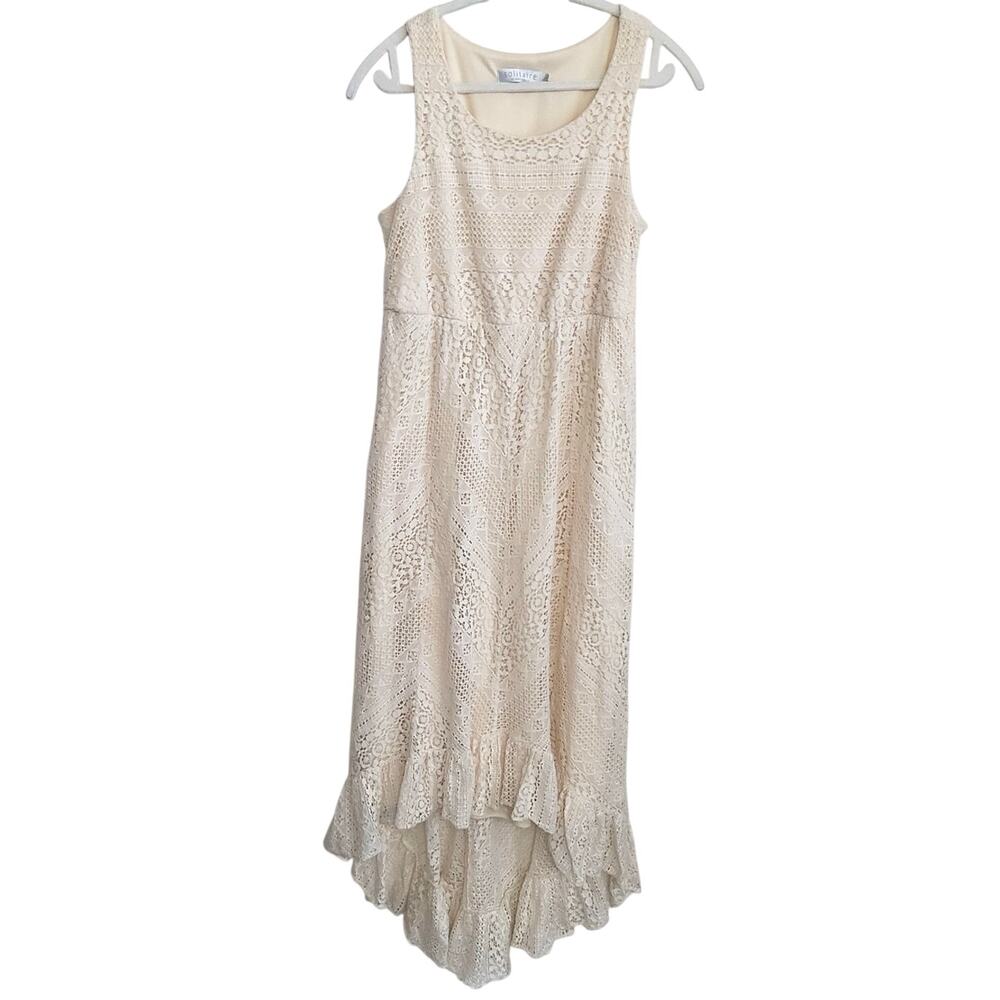Solitaire Ravi Khosla Cottagecore crochet lace dress sz L high-low festival